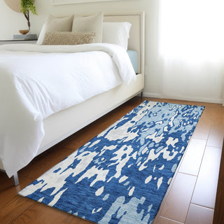 Piper Looms Mayfield Abstract AMF957 Navy Machine Washable Area Rug Runner Lifestyle Image Feature