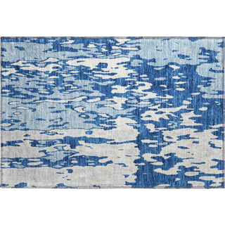 Piper Looms Mayfield Abstract AMF957 Navy Machine Washable Area Rug Scatter Main Image