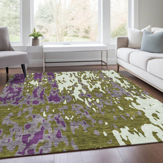 Piper Looms Mayfield Abstract AMF957 Olive Machine Washable Area Rug Lifestyle Image Feature