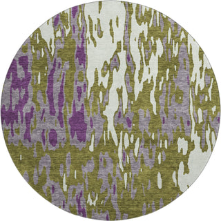 Piper Looms Mayfield Abstract AMF957 Olive Machine Washable Area Rug Round Main Image