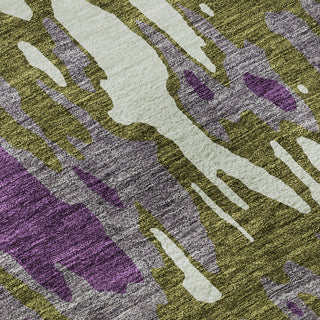 Piper Looms Mayfield Abstract AMF957 Olive Machine Washable Area Rug Swatch Image