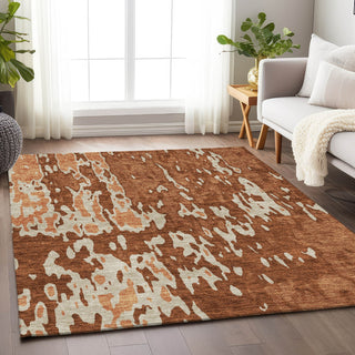 Piper Looms Mayfield Abstract AMF957 Paprika Machine Washable Area Rug Lifestyle Image Feature