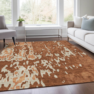 Piper Looms Mayfield Abstract AMF957 Paprika Machine Washable Area Rug Lifestyle Image Feature
