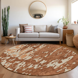 Piper Looms Mayfield Abstract AMF957 Paprika Machine Washable Area Rug Round Lifestyle Image Feature