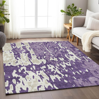 Piper Looms Mayfield Abstract AMF957 Purple Machine Washable Area Rug Lifestyle Image Feature