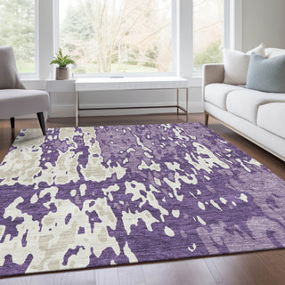 Piper Looms Mayfield Abstract AMF957 Purple Machine Washable Area Rug Lifestyle Image Feature