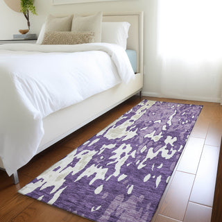 Piper Looms Mayfield Abstract AMF957 Purple Machine Washable Area Rug Runner Lifestyle Image Feature