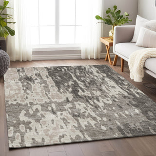 Piper Looms Mayfield Abstract AMF957 Taupe Machine Washable Area Rug Lifestyle Image Feature