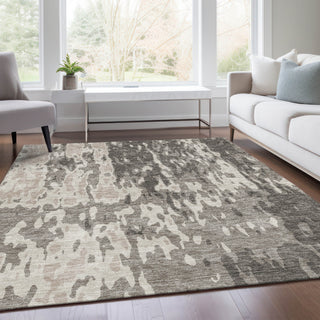 Piper Looms Mayfield Abstract AMF957 Taupe Machine Washable Area Rug Lifestyle Image Feature