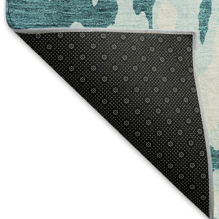 Piper Looms Mayfield Abstract AMF957 Teal Machine Washable Area Rug Backing Image