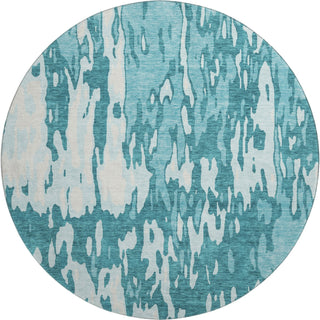 Piper Looms Mayfield Abstract AMF957 Teal Machine Washable Area Rug Round Main Image