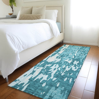 Piper Looms Mayfield Abstract AMF957 Teal Machine Washable Area Rug Runner Lifestyle Image Feature