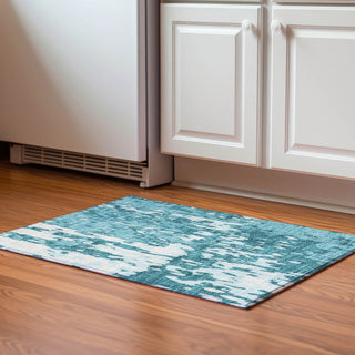 Piper Looms Mayfield Abstract AMF957 Teal Machine Washable Area Rug Scatter Lifestyle Image Feature
