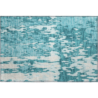Piper Looms Mayfield Abstract AMF957 Teal Machine Washable Area Rug Scatter Main Image