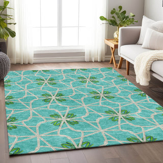Piper Looms Mayfield Geometric AMF958 Aqua Machine Washable Area Rug Lifestyle Image Feature