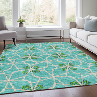 Piper Looms Mayfield Geometric AMF958 Aqua Machine Washable Area Rug Lifestyle Image Feature