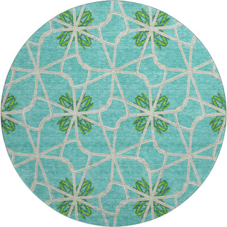 Piper Looms Mayfield Geometric AMF958 Aqua Machine Washable Area Rug Round Main Image