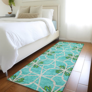 Piper Looms Mayfield Geometric AMF958 Aqua Machine Washable Area Rug Runner Lifestyle Image Feature