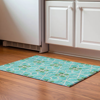 Piper Looms Mayfield Geometric AMF958 Aqua Machine Washable Area Rug Scatter Lifestyle Image Feature