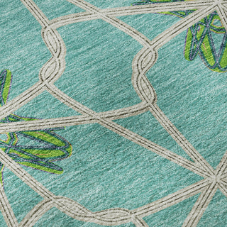 Piper Looms Mayfield Geometric AMF958 Aqua Machine Washable Area Rug Swatch Image