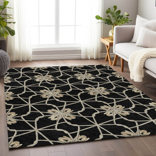 Piper Looms Mayfield Geometric AMF958 Black Machine Washable Area Rug Lifestyle Image Feature