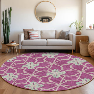 Piper Looms Mayfield Geometric AMF958 Blush Machine Washable Area Rug Round Lifestyle Image Feature