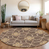 Piper Looms Mayfield Geometric AMF958 Brown Machine Washable Area Rug Round Lifestyle Image Feature