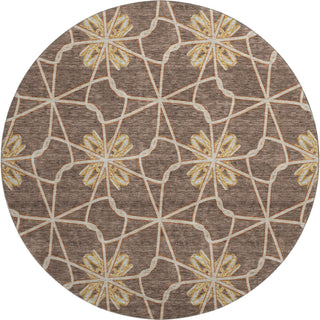 Piper Looms Mayfield Geometric AMF958 Brown Machine Washable Area Rug Round Main Image