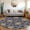 Piper Looms Mayfield Geometric AMF958 Charcoal Machine Washable Area Rug Round Lifestyle Image Feature