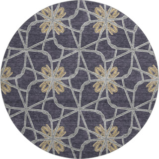 Piper Looms Mayfield Geometric AMF958 Charcoal Machine Washable Area Rug Round Main Image