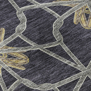 Piper Looms Mayfield Geometric AMF958 Charcoal Machine Washable Area Rug Swatch Image