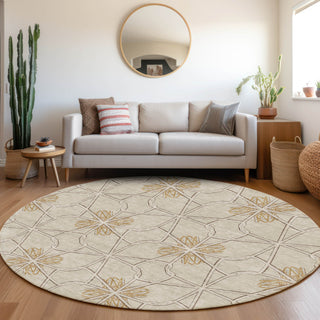 Piper Looms Mayfield Geometric AMF958 Ivory Machine Washable Area Rug Round Lifestyle Image Feature