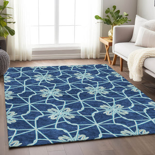Piper Looms Mayfield Geometric AMF958 Navy Machine Washable Area Rug Lifestyle Image Feature