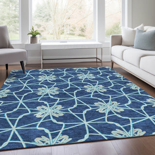 Piper Looms Mayfield Geometric AMF958 Navy Machine Washable Area Rug Lifestyle Image Feature