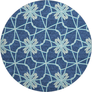 Piper Looms Mayfield Geometric AMF958 Navy Machine Washable Area Rug Round Main Image