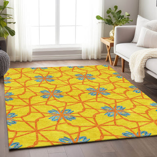 Piper Looms Mayfield Geometric AMF958 Yellow Machine Washable Area Rug Lifestyle Image Feature