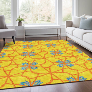 Piper Looms Mayfield Geometric AMF958 Yellow Machine Washable Area Rug Lifestyle Image Feature