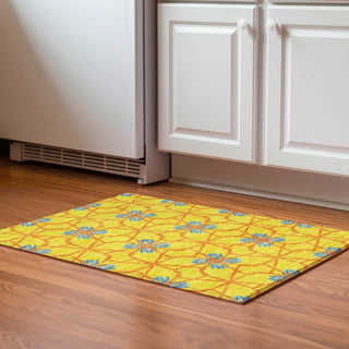 Piper Looms Mayfield Geometric AMF958 Yellow Machine Washable Area Rug Scatter Lifestyle Image Feature