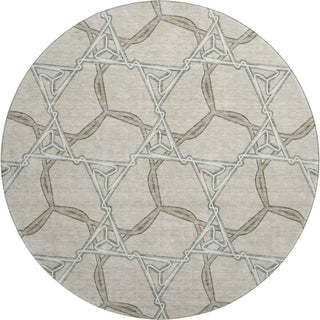 Piper Looms Mayfield Geometric AMF959 Beige Machine Washable Area Rug Round Main Image