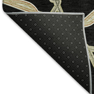 Piper Looms Mayfield Geometric AMF959 Black Machine Washable Area Rug Backing Image