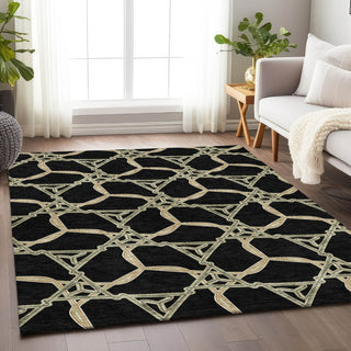 Piper Looms Mayfield Geometric AMF959 Black Machine Washable Area Rug Lifestyle Image Feature