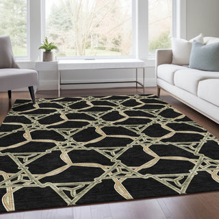 Piper Looms Mayfield Geometric AMF959 Black Machine Washable Area Rug Lifestyle Image Feature