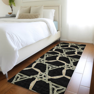 Piper Looms Mayfield Geometric AMF959 Black Machine Washable Area Rug Runner Lifestyle Image Feature