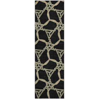 Piper Looms Mayfield Geometric AMF959 Black Machine Washable Area Rug Runner Main Image