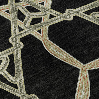 Piper Looms Mayfield Geometric AMF959 Black Machine Washable Area Rug Swatch Image
