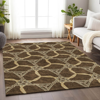 Piper Looms Mayfield Geometric AMF959 Brown Machine Washable Area Rug Lifestyle Image Feature