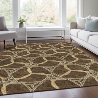 Piper Looms Mayfield Geometric AMF959 Brown Machine Washable Area Rug Lifestyle Image Feature