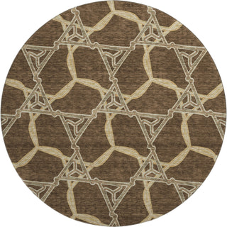 Piper Looms Mayfield Geometric AMF959 Brown Machine Washable Area Rug Round Main Image