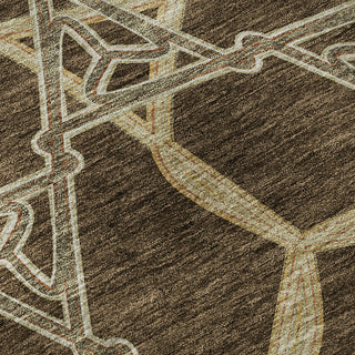Piper Looms Mayfield Geometric AMF959 Brown Machine Washable Area Rug Swatch Image