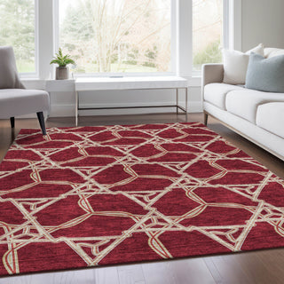 Piper Looms Mayfield Geometric AMF959 Burgundy Machine Washable Area Rug Lifestyle Image Feature